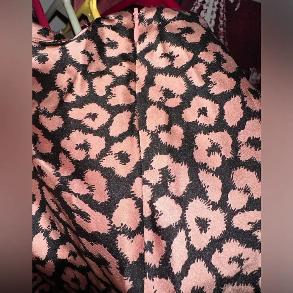 NWTs Cotton Candy LA Leopard Print Satin Midi Skirt Size Small